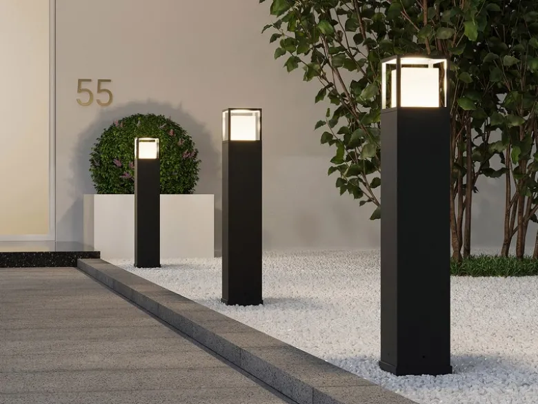 LED Wegeleuchte WITHAM in Anthrazit, Lichttemperatur einstellbar, Höhe 80cm