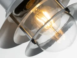 LED Wetterfeste Außen Hängeleuchte aus Edelstahl, Silber Ø22cm