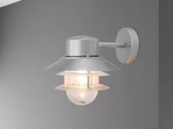 LED Wetterfeste Downlight Außen Wandlaterne aus Edelstahl, Silber Höhe 24cm