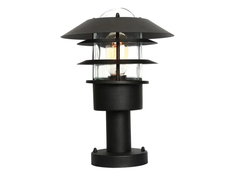 LED Wetterfeste Sockelleuchte aus Edelstahl, Schwarz Höhe 30,5cm