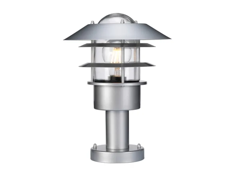 LED Wetterfeste Sockelleuchte aus Edelstahl, Silber Höhe 30,5cm