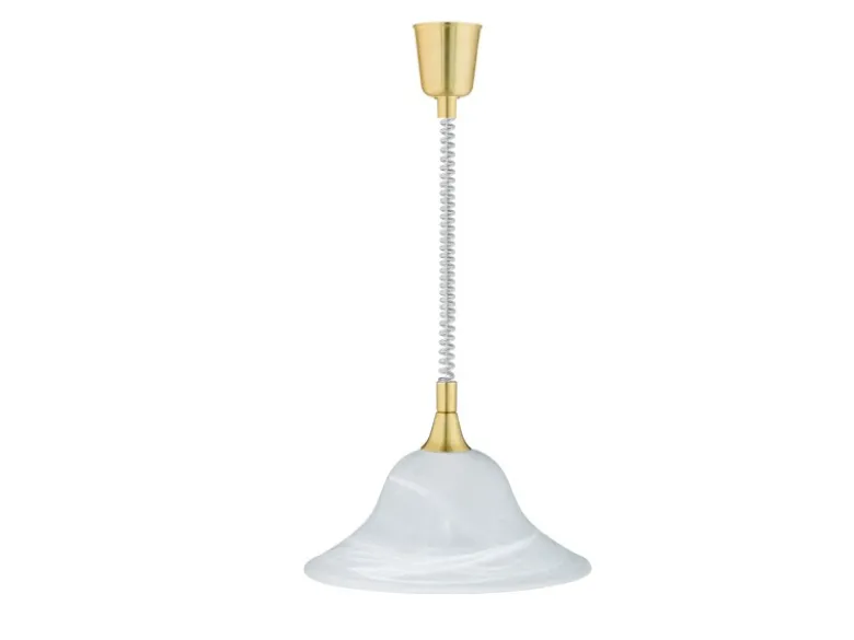 LED Zugpendelleuchte Glas weiß höhenverstellbar Messing, Ø 39cm