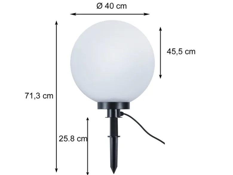 Leuchtkugel BOLO für den Garten mit Strom Weiß, 5m Kabel, Ø 40 cm