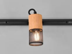 Lichtschienensystem mit 5 Holz Spots & Einspeisung 3-adrig, Länge 202,5cm