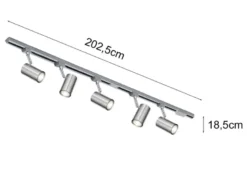 Lichtschienensystem mit 5 Spots Silber & Einspeisung 3-adrig, Länge 202,5cm