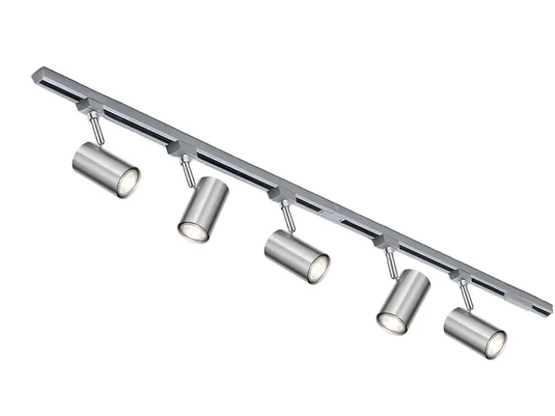 Lichtschienensystem mit 5 Spots Silber & Einspeisung 4-adrig, Länge 202,5cm