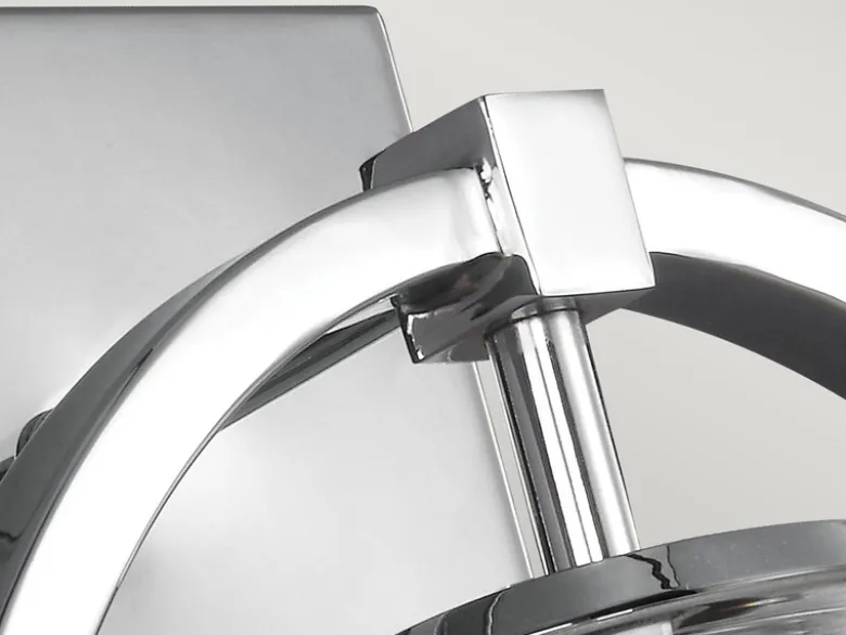 Markante LED Wandleuchte aus massivem Stahl in Chrom mit Glas, Höhe 46cm