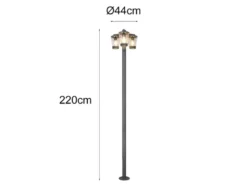 Mastleuchte CAVADO Außen Kandelaber 3-flammig, Anthrazit, Höhe 220cm