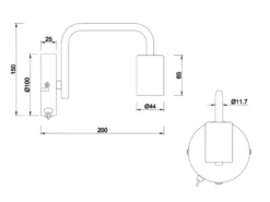 Minimalistische LED Wandlampe Schwarz mit Schalter, Höhe 15cm
