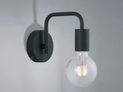 Minimalistische LED Wandlampe Schwarz mit Schalter, Höhe 15cm