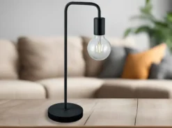 Minimalistische Retro Tischleuchte DIALLO Schwarz matt, Höhe 51cm