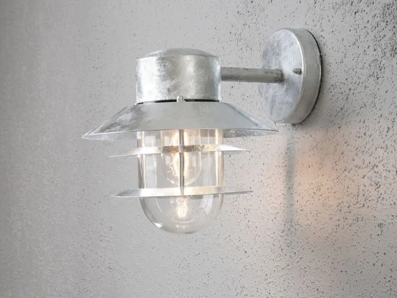 Moderne Außen Wandlaterne MODENA hängend, Stahl Silber, Höhe 24cm
