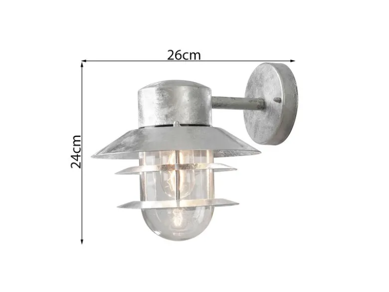 Moderne Außen Wandlaterne MODENA hängend, Stahl Silber, Höhe 24cm