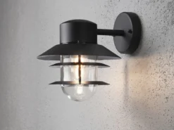 Moderne Außen Wandlaterne MODENA hängend, Aluminium Schwarz, Höhe 24cm