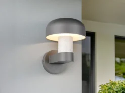 Moderne Außenwandleuchte FRASER Anthrazit & Betonoptik, Höhe 24cm