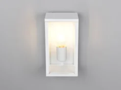 Moderne Außenwandleuchte GARONNE in Weiß mit Glas, Höhe 26cm