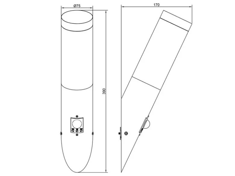 Moderne Außenwandleuchte TRIOTO mit Bewegungsmelder Silber, Höhe 39cm