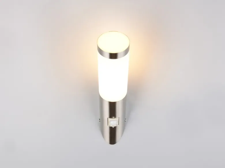 Moderne Außenwandleuchte TRIOTO mit Bewegungsmelder Silber, Höhe 39cm