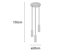 Moderne Cluster Pendelleuchte SOKA 3-flammig aus Metall Hellgrau Ø 28cm