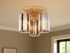Moderne Deckenleuchte RUN 3-flammig mit Rauchglas Kristall Ø 35cm