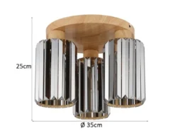 Moderne Deckenleuchte RUN 3-flammig mit Rauchglas Kristall Ø 35cm
