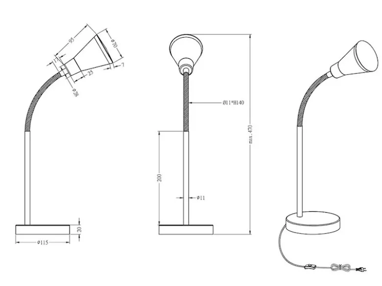 Moderne flexible LED Schreibtischleuchten 2er SET 1 flammige Kunststoff in Weiß