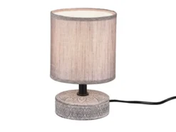 Moderne Keramik Tischleuchte MARIE Stofflampenschirm in Braun, Höhe 20cm