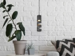 Moderne kleine Pendelleuchte STREAM 1-flammig aus Metall in Schwarz, Ø 12cm