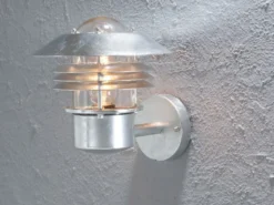Moderne LED Außen Wandlaterne stehend, Stahl Silber, Höhe 23cm