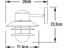 Moderne LED Außen Wandlaterne hängend, Stahl Silber, Höhe 24cm