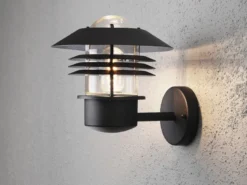 Moderne LED Außen Wandlaterne stehend, Aluminium Schwarz, Höhe 23cm