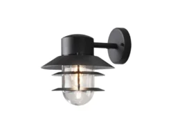 Moderne LED Außen Wandlaterne hängend, Aluminium Schwarz, Höhe 24cm