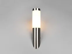 Moderne LED Außenwandleuchte aus Edelstahl in Silber, Höhe 39cm