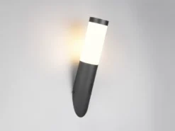 Moderne LED Außenwandleuchte aus Edelstahl in Schwarz, Höhe 39cm