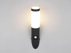 Moderne LED Außenwandleuchte mit Bewegungsmelder Schwarz, Höhe 39cm