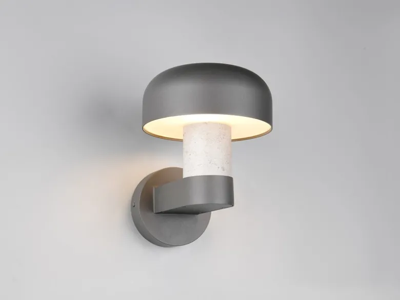 Moderne LED Außenwandleuchte in Anthrazit & Betonoptik, Höhe 24cm
