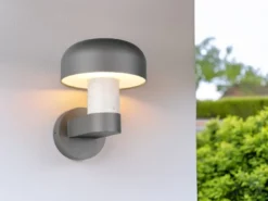Moderne LED Außenwandleuchte in Anthrazit & Betonoptik, Höhe 24cm