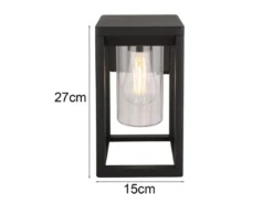 Moderne LED Außenwandleuchte Laterne aus Aluminium in Schwarz, Höhe 27cm