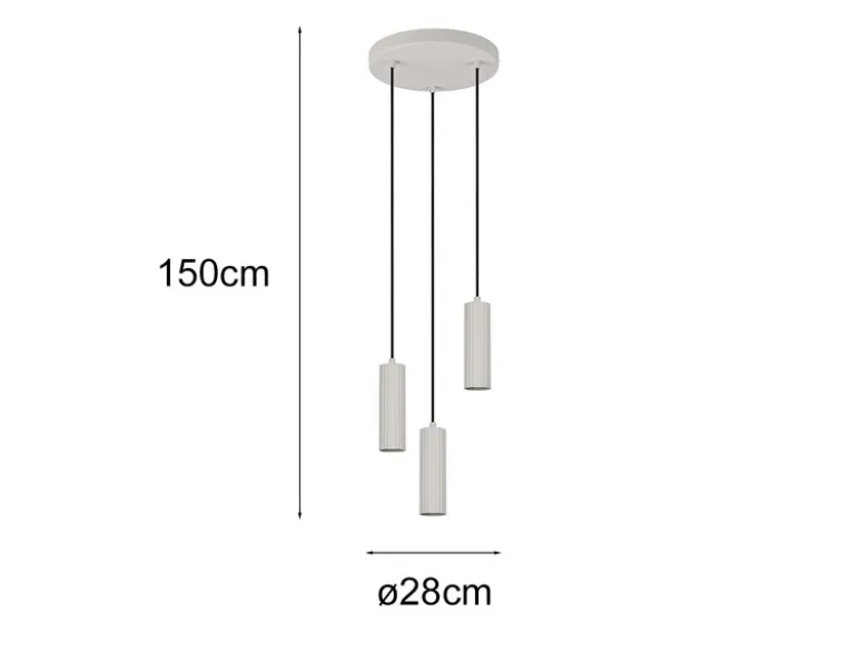 Moderne LED Cluster Pendelleuchte 3-flammig Hellgrau Ø 28cm
