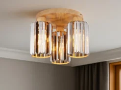 Moderne LED Deckenleuchte 3-flammig mit Rauchglas Kristall Ø 35cm