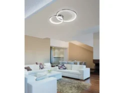 Moderne LED Deckenleuchte GRANADA dimmbar, Silber Chrom, Breite 59cm