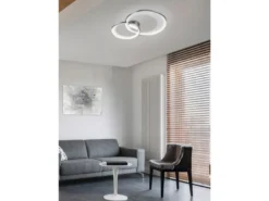 Moderne LED Deckenleuchte GRANADA dimmbar, Silber Chrom, Breite 59cm