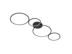 Moderne LED Deckenleuchte RONDO dimmbar & flach Ringe Schwarz, Breite 97cm