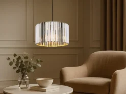 Moderne LED Pendelleuchte einflammig mit Rauchglas Kristall Ø 35cm