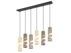 Moderne LED Pendelleuchte 6-flammig aus Metall in Coffee Tönen, B:100cm