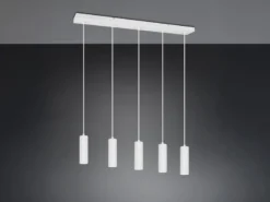 Moderne LED Pendelleuchte 5-flammig aus Metall Weiß, Breite 85cm