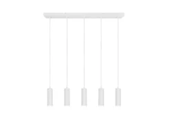 Moderne LED Pendelleuchte 5-flammig aus Metall Weiß, Breite 85cm
