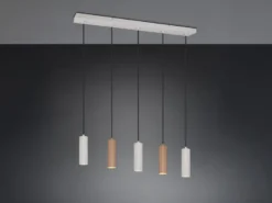 Moderne LED Pendelleuchte 5-flammig aus Metall Grau & Coffee, Breite 85cm