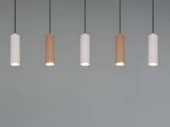 Moderne LED Pendelleuchte 5-flammig aus Metall Grau & Coffee, Breite 85cm