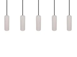 Moderne LED Pendelleuchte 5-flammig aus Metall Hellgrau, Breite 85cm
